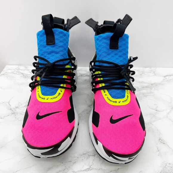 Nike Air Presto Mid Acronym Racer Pink Mens Size 7 AH7832-600 EUC Blue Neon Pink - Picture 2 of 8